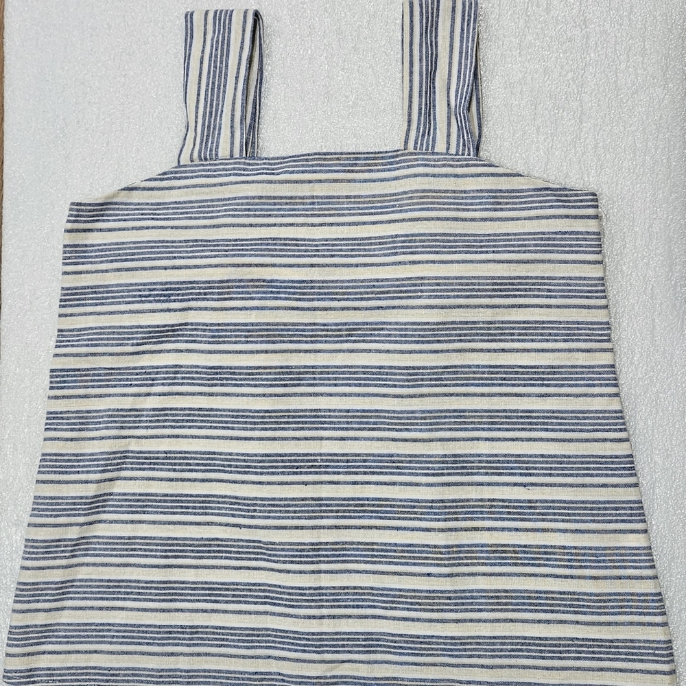 Linen Lux Womens Size XL Top Blue Beige - Picture 4 of 6